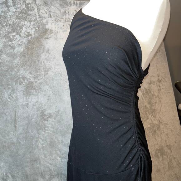 Vintage Dark Y2K Asymmetrical Glitter One Shoulder Dress Sz Small Gothic Glam - Picture 3 of 8